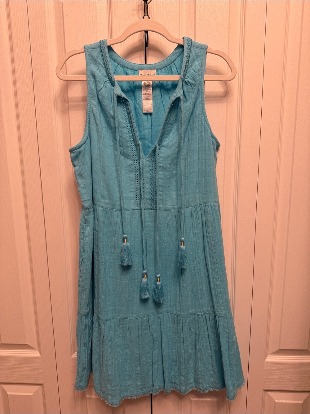 Tommy Bahama Turquoise Sleeveless Tassel Mini Dress